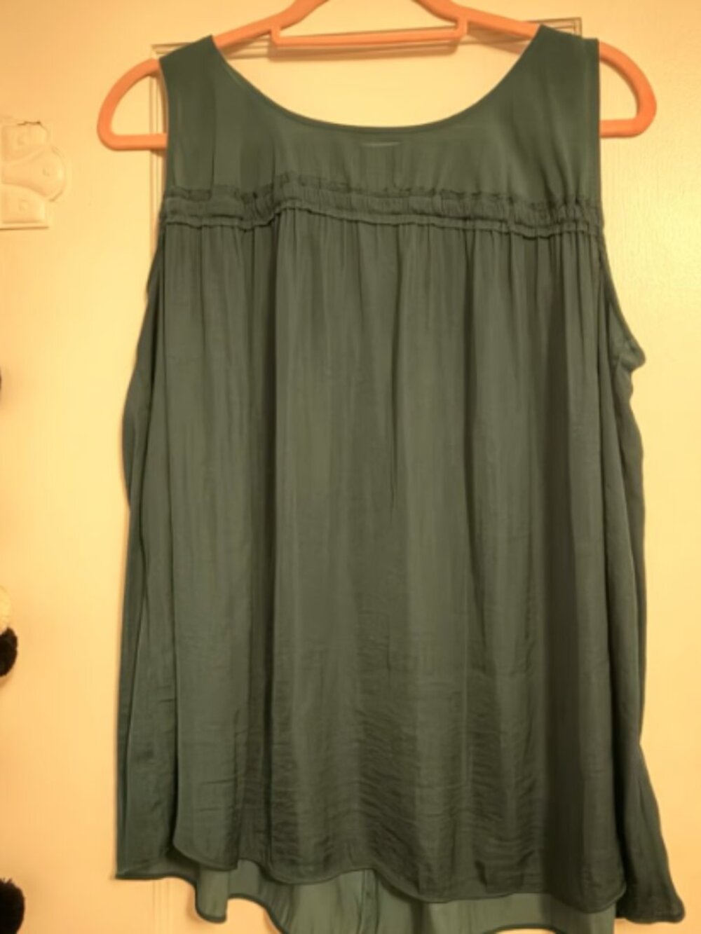 Vera Wang Simply Vera Teal Sleeveless Blouse Women’s Large Flowy Chiffon